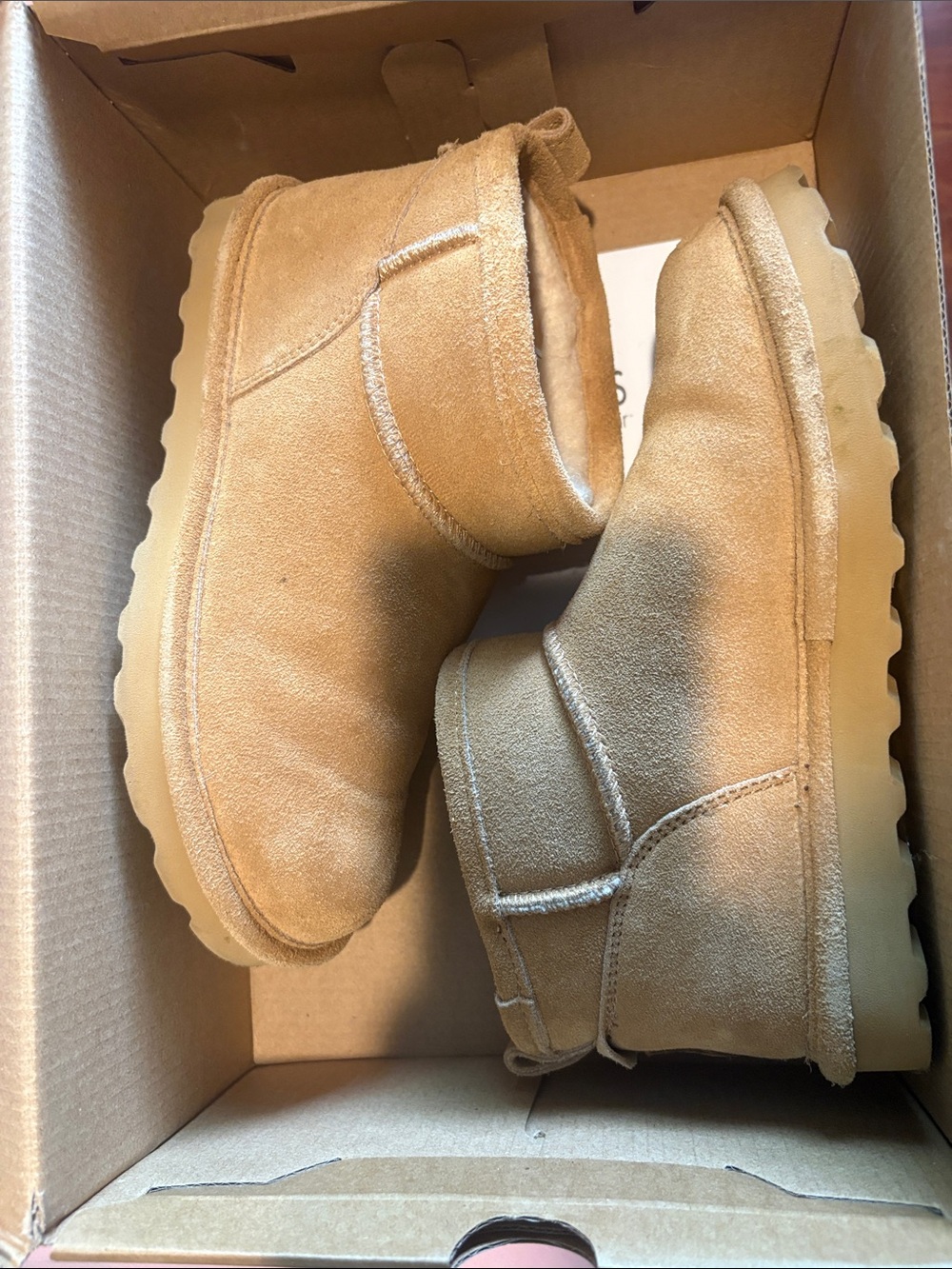 BearPaw Tan Suede Short Winter Booties